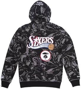 Aape x Mitchell & Ness Hoodie Hitam Philadelphia 76ers Order Aape x Mitchell & Ness Hoodie Hitam Philadelphia 76ers