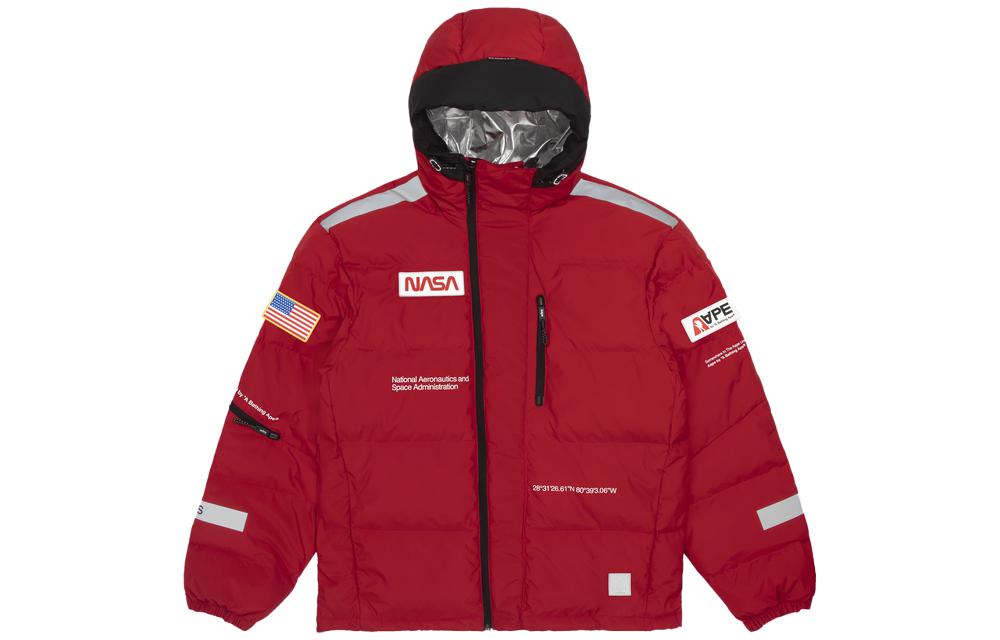 Details for Aape x NASA 리플렉티브 로고 패치워크 두꺼운 집업 후드 재킷 남성용. AAPJKM9329XXD