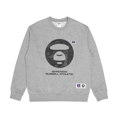 AAPE Russell FW22 Camo Ape Logo Letter Print Fleece Crewneck Sweatshirt Men AAPSWM9638XXJ