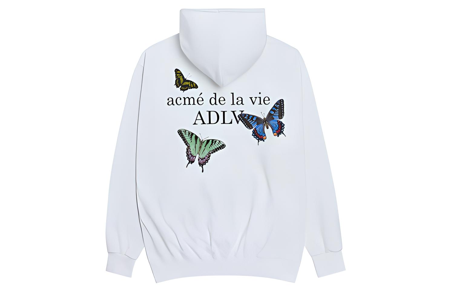 acmé de la vie (ADLV) Butterfly Logo Print Unisex Sweatshirt White ADLV-20FW-HDADBT-WHT