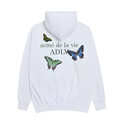 acmé de la vie (ADLV) Butterfly Logo Print Unisex Sweatshirt White ADLV-20FW-HDADBT-WHT