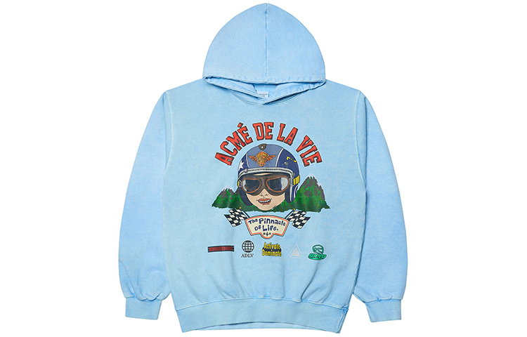 acmé de la vie (ADLV) Cartoon Helmet Letter Hoodie Unisex Sky Blue ADLV-21FW-HDABKH-SBL