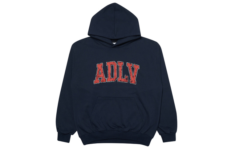 acmé de la vie (ADLV) Navy Blue Letter Logo Pullover Hoodie (Unisex) ADLV-21FW-HDLVOS-NVY