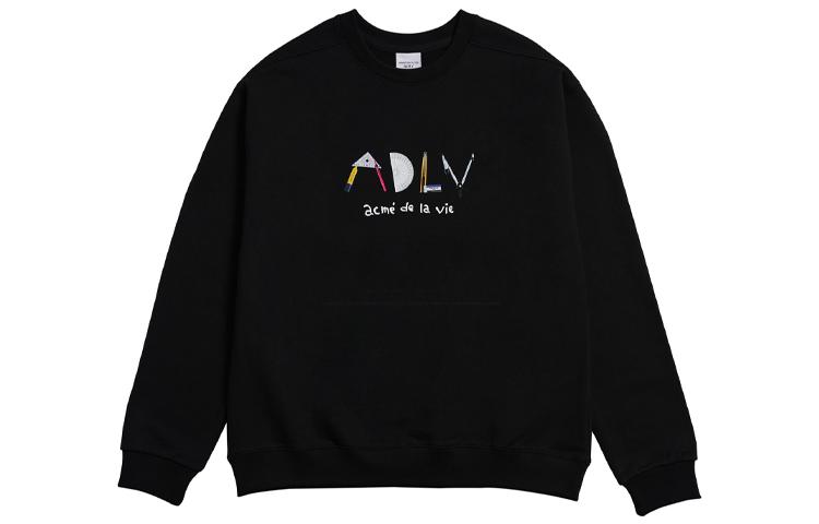 acmé de la vie (ADLV) Protractor Graphic Crewneck Sweatshirt Unisex Black ADLV-21SS-PKLGPL-BLK