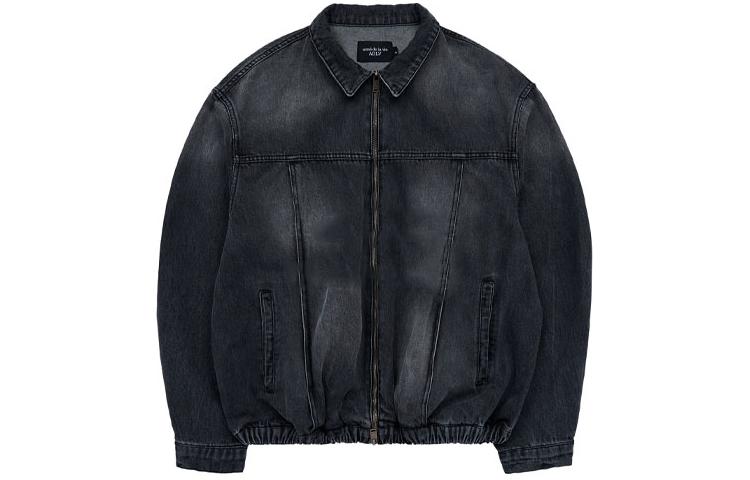 acmé de la vie (ADLV) Unisex Black Solid Zip-Up Collared Jacket ADLV-23FW-JKDLNS-BLK