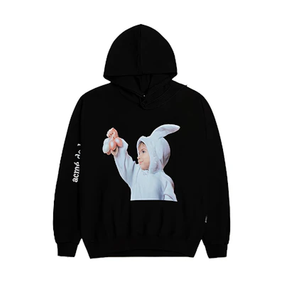 acmé de la vie ACME DE LA VIE ADLV Black Hoodie with Little Bunny Girl Print Unisex ADLV-20SS-HDBKBF-RBT