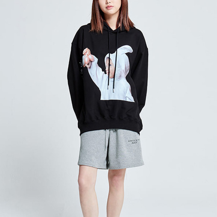 Shop acmé de la vie ADLV Hoodie Hitam Unisex dengan Cetakan Little Bunny Girl ADLV-20SS-HDBKBF-RBT