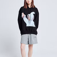 Shop acmé de la vie ACME DE LA VIE ADLV Black Hoodie with Little Bunny Girl Print Unisex ADLV-20SS-HDBKBF-RBT