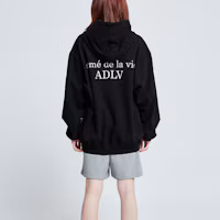 Purchase acmé de la vie ACME DE LA VIE ADLV Black Hoodie with Little Bunny Girl Print Unisex ADLV-20SS-HDBKBF-RBT