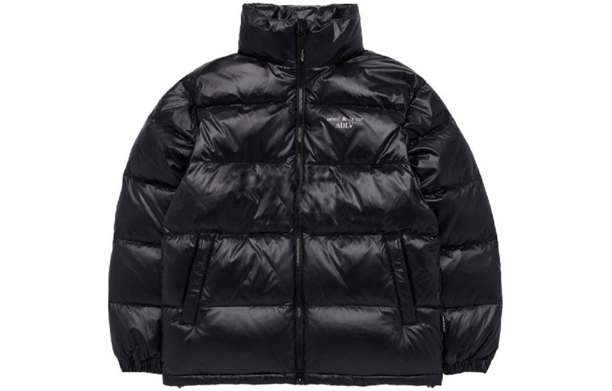Acmé De La Vie ACME DE LA VIE ADLV FW22 Logo Print Zip-Up Puffer Jacket Unisex Black. ADLV-22FW-OTLOSD-BLK