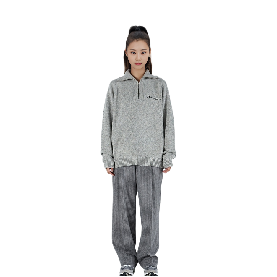 Shop Acmé De La Vie ADLV Sweater Wol Half-Zip Unisex - Abu-abu. ADLV-21FW-KNLEWH-GRY