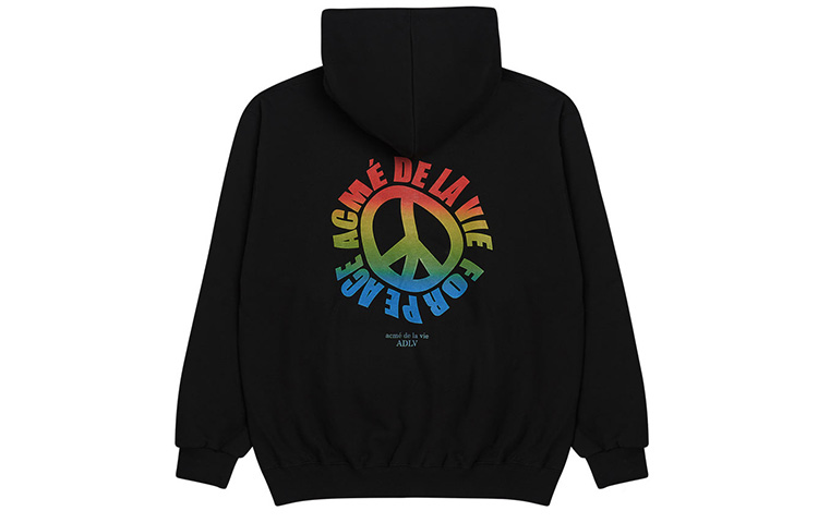 acmé de la vie ACME DE LA VIE ADLV Peace Logo Black Hoodie Unisex Regular Fit ADLV-20FW-HDLGPC-BLK