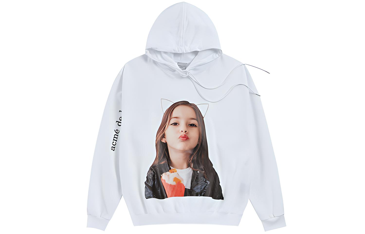 acmé de la vie ACME DE LA VIE ADLV Pouting Girl Graphic Hoodie Unisex White ADLV-18FW-HDWHBF-KIS