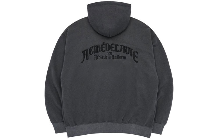 Lookbook 아크메드라비 ADLV 유니섹스 그레이 풀집 후드티 셔츠 드로스트링 포함 ADLV-23SS-ZPLMDP-CHA