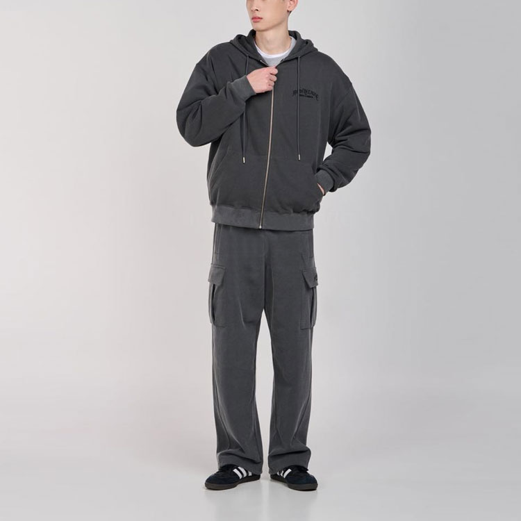 Shop 아크메드라비 ADLV 유니섹스 그레이 풀집 후드티 셔츠 드로스트링 포함 ADLV-23SS-ZPLMDP-CHA