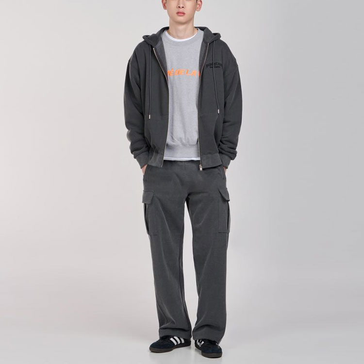 Purchase 아크메드라비 ADLV 유니섹스 그레이 풀집 후드티 셔츠 드로스트링 포함 ADLV-23SS-ZPLMDP-CHA