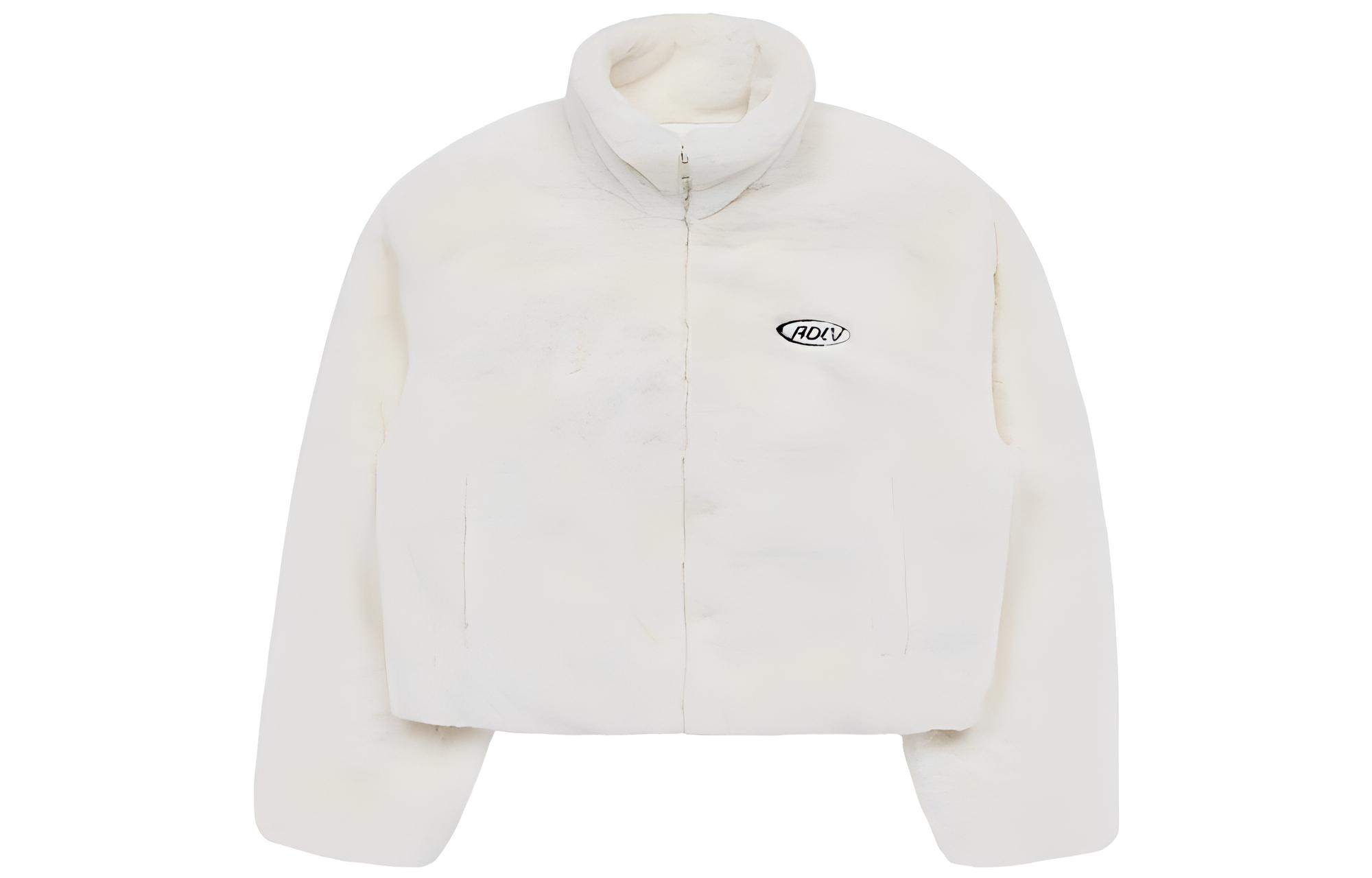 acmé de la vie ACME de la Vie Cream Zip-Up Logo Print Cropped Jacket Unisex Long Sleeve ADLV-23FW-JKLSCF-IVY