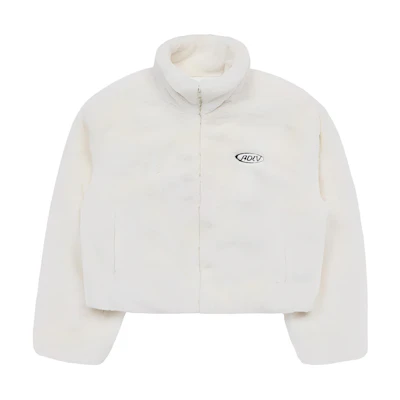 acmé de la vie ACME de la Vie Cream Zip-Up Logo Print Cropped Jacket Unisex Long Sleeve ADLV-23FW-JKLSCF-IVY