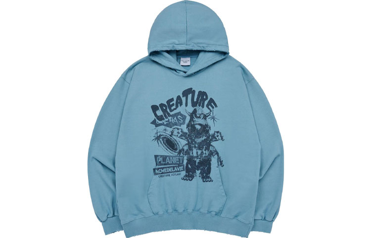 acmé de la vie ADLV Alphabet Animal Print Sweatshirt Unisex Sky Blue ADLV-23FW-HDACCD-DPB