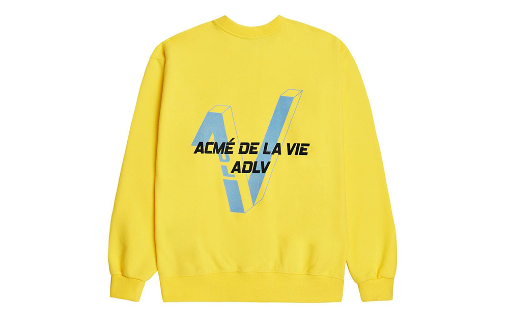 acmé de la vie ADLV Alphabet Print Yellow Sweatshirt Unisex Casual Fit ADLV-20SS-SWLGVS-YLW