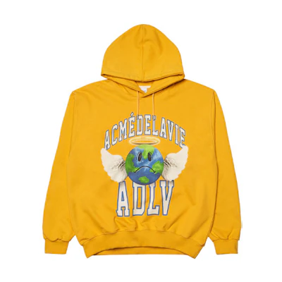 acmé de la vie ADLV Angel Earth Cartoon Print Hoodie Unisex Mustard Yellow ADLV-21FW-HDAAGB-MST