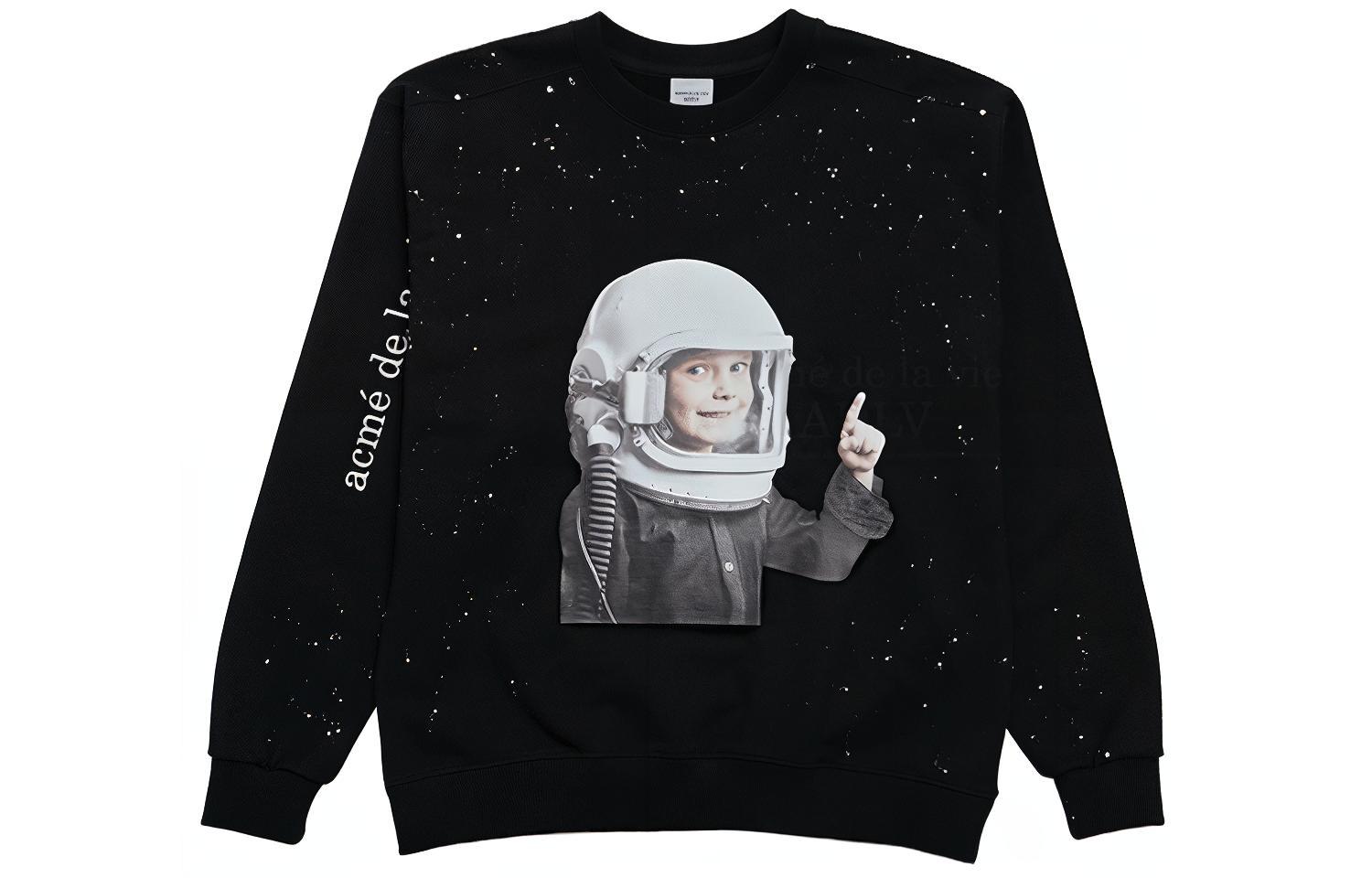 acmé de la vie ADLV Astronaut Boy Graphic Pullover Hoodie Unisex Black ADLV-21SS-SWBKBF-SPT