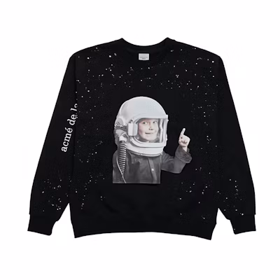 acmé de la vie ADLV Astronaut Boy Graphic Pullover Hoodie Unisex Black ADLV-21SS-SWBKBF-SPT