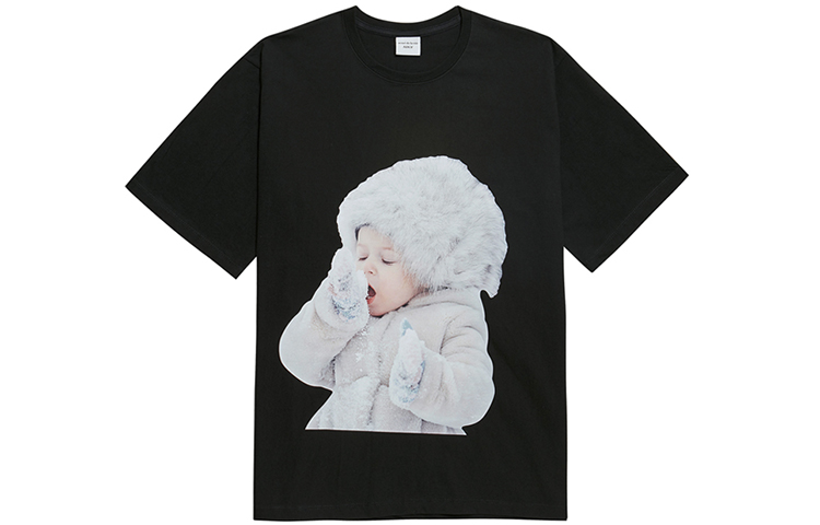 Acmé De La Vie ADLV Baby Face Black Short Sleeve T-Shirt Unisex - Snow Boy Design ADLV-19SS-SSBKBF-SNW