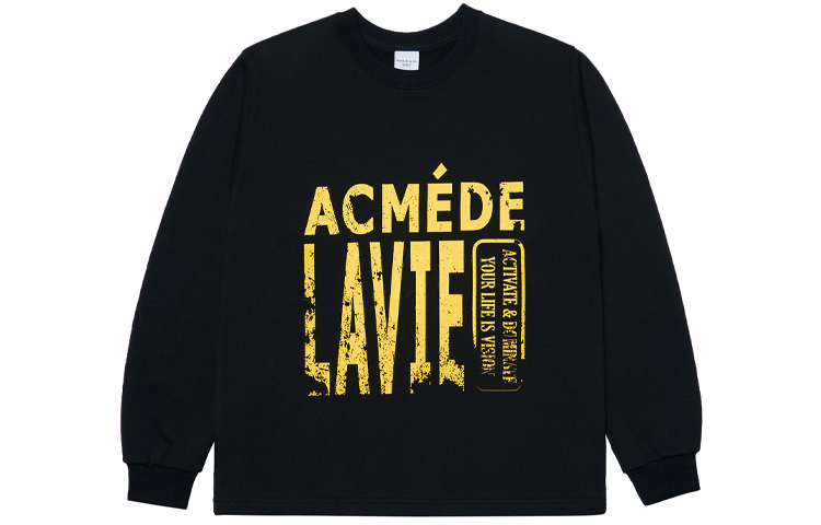acmé de la vie ADLV Big Logo Vintage Crewneck Sweatshirt Unisex Black ADLV-21FW-SWLVTF-BLK