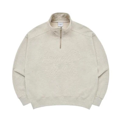 acmé de la vie ADLV Big Script Logo Embossed Pullover Sweatshirt Oatmeal Unisex Gray ADLV-24SS-SWPBSE-OTM