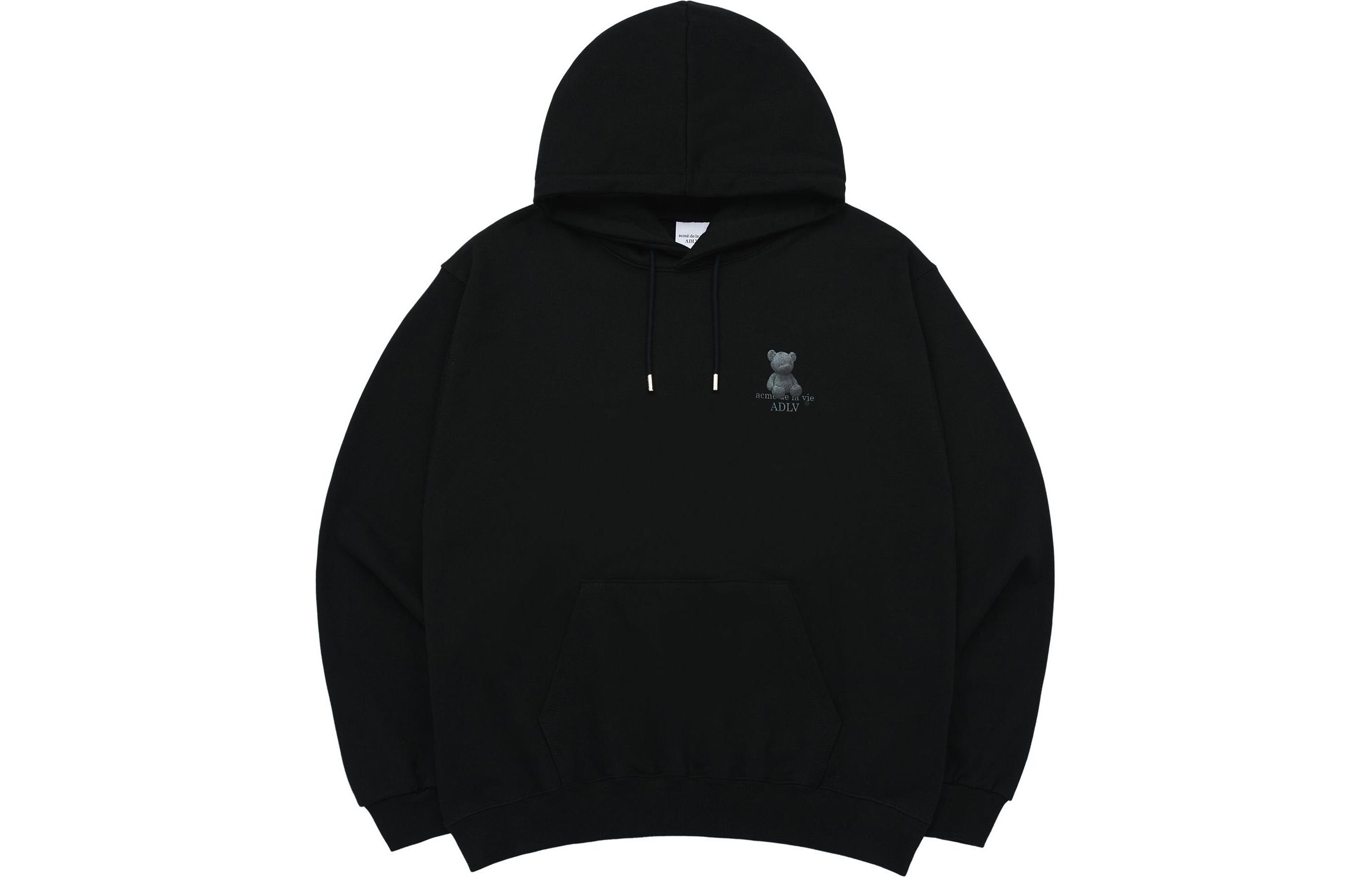 acmé de la vie ADLV Black Cartoon Graphic Hoodie Unisex Pullover ADLV-23FW-HDAFZB-BLK