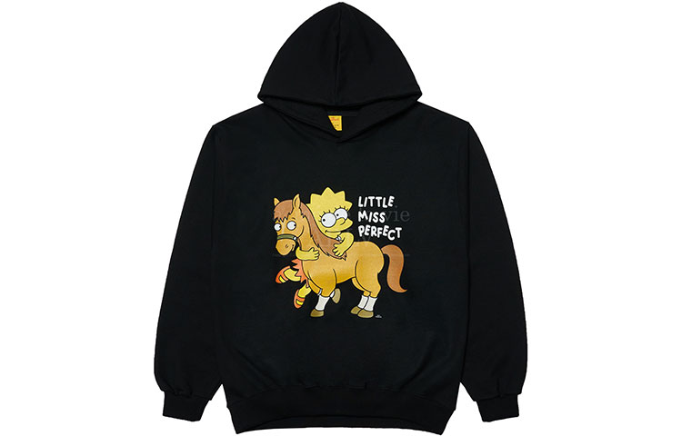 acmé de la vie/ADLV Black Hoodie with Cartoon Letter Print ADLV-21FW-HDSPLP-BLK