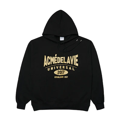 acmé de la vie ADLV Black Hoodie with Front Letter Print Unisex ADLV-21FW-HDLUVS-BLK
