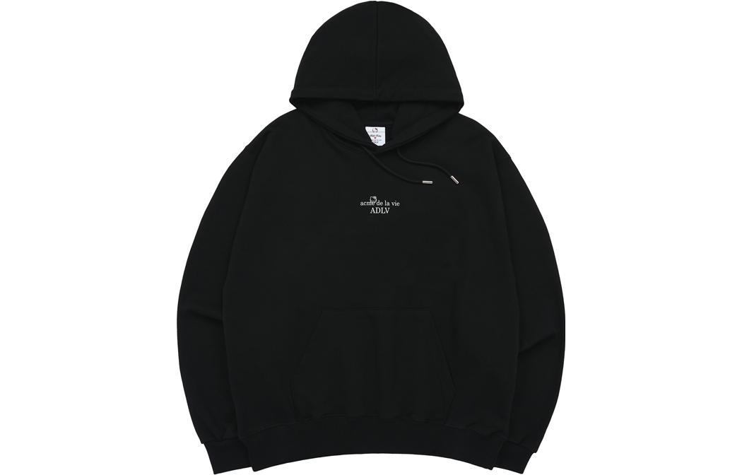 acmé de la vie ADLV Black Unisex Hoodie with Letter Print Design ADLV-23FW-HDLTHK-BLK