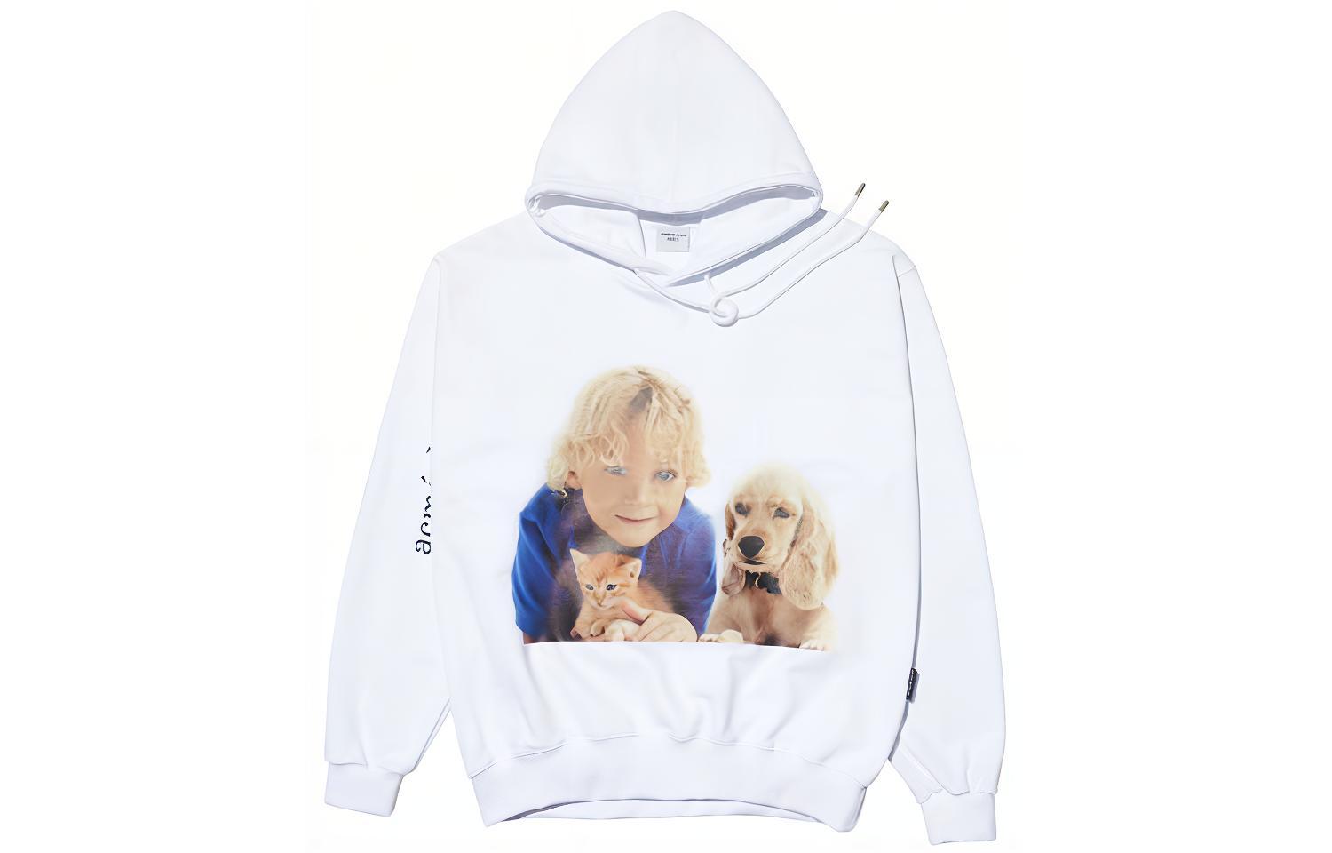acmé de la vie ADLV Boy and Dog Graphic Hoodie Unisex White ADLV-21FW-HDWHBF-PAB