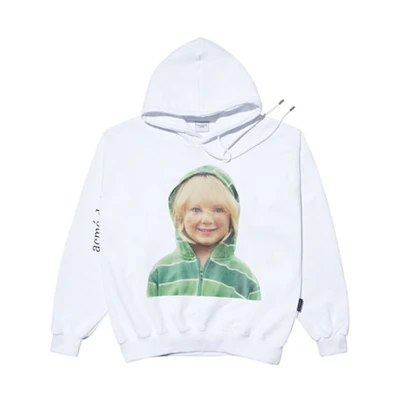 acmé de la vie ADLV Boy Print Hoodie Unisex White Pullover ADLV-21FW-HDWHBF-GHB