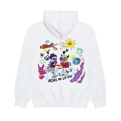acmé de la vie ADLV Cartoon Angel & Devil Print Unisex Hoodie White Gift Idea ADLV-20FW-HDADAD-WHT