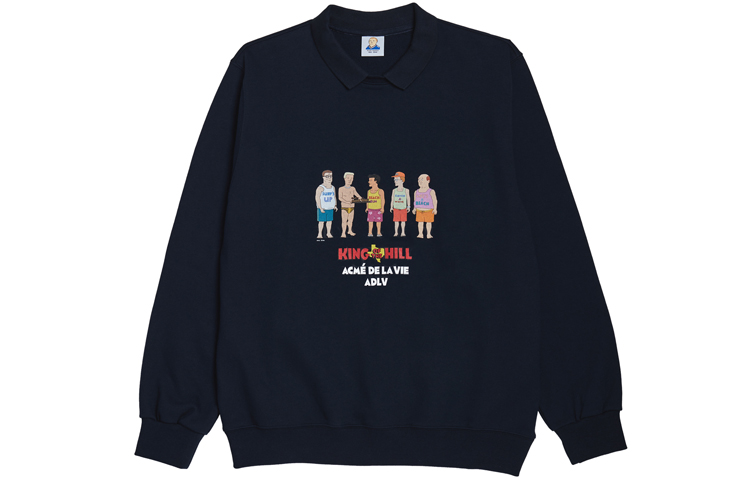 acmé de la vie ADLV Cartoon Letter Graphic Crewneck Sweatshirt Unisex Blue ADLV-21SS-SWKHHF-NVY
