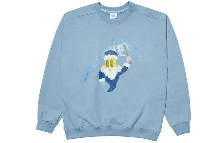 acmé de la vie ADLV Cartoon Wizard Print Oversized Sweatshirt Blue Unisex Gift ADLV-21FW-SWAWZD-IBL