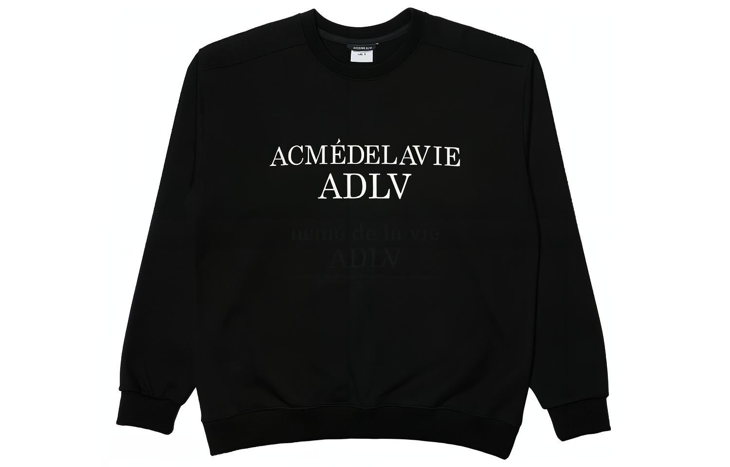 acmé de la vie/ADLV Colorblock Logo Print Crewneck Unisex Sweatshirt Black ADLV-21FW-SWLEST-BLK