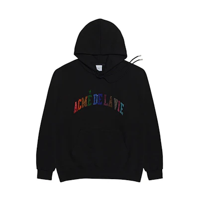 acmé de la vie ADLV Crystal Logo Hoodie Black Unisex Regular Fit ADLV-20FW-HDLGCF-BLK