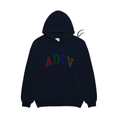 acmé de la vie ADLV Crystal Logo Oversized Hoodie Unisex Navy Blue ADLV-20FW-HDLGC4-NVY