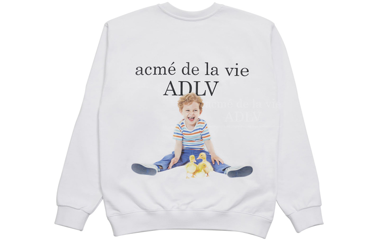 acmé de la vie ADLV Cute Boy Graphic Pullover Sweatshirt Unisex White ADLV-21SS-SWWHBF-DUC