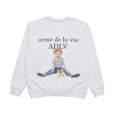 acmé de la vie ADLV Cute Boy Graphic Pullover Sweatshirt Unisex White ADLV-21SS-SWWHBF-DUC