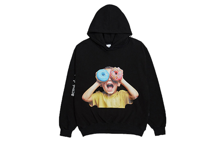 acmé de la vie ADLV Donut Boy Graphic Pullover Hoodie Unisex Black ADLV-20SS-HDBKBF-DN5