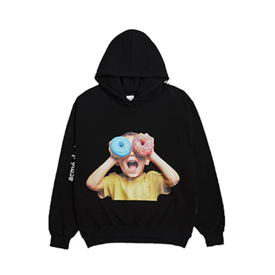 acmé de la vie ADLV Donut Boy Graphic Pullover Hoodie Unisex Black ADLV-20SS-HDBKBF-DN5