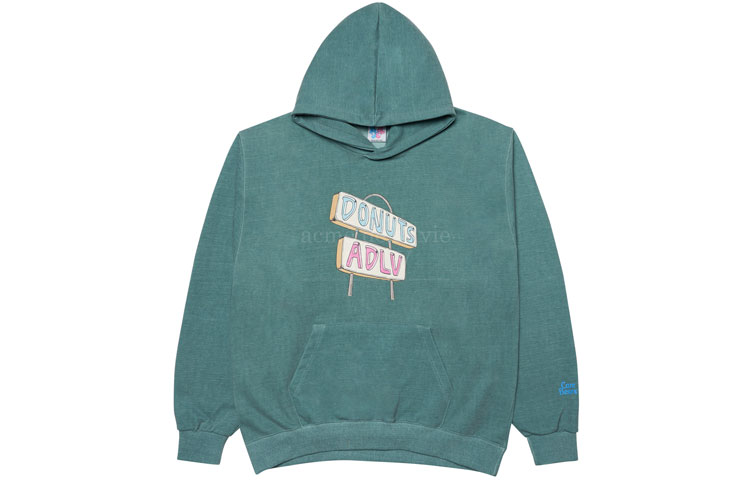 acmé de la vie ADLV Donut Logo Print Hoodie Washed Green Unisex ADLV-21FW-HDCBDN-WGN