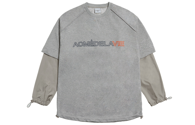 acmé de la vie/ADLV Drawstring Cuff Layered Crewneck Sweatshirt Unisex Grey ADLV-21SS-SWLWVS-GRY