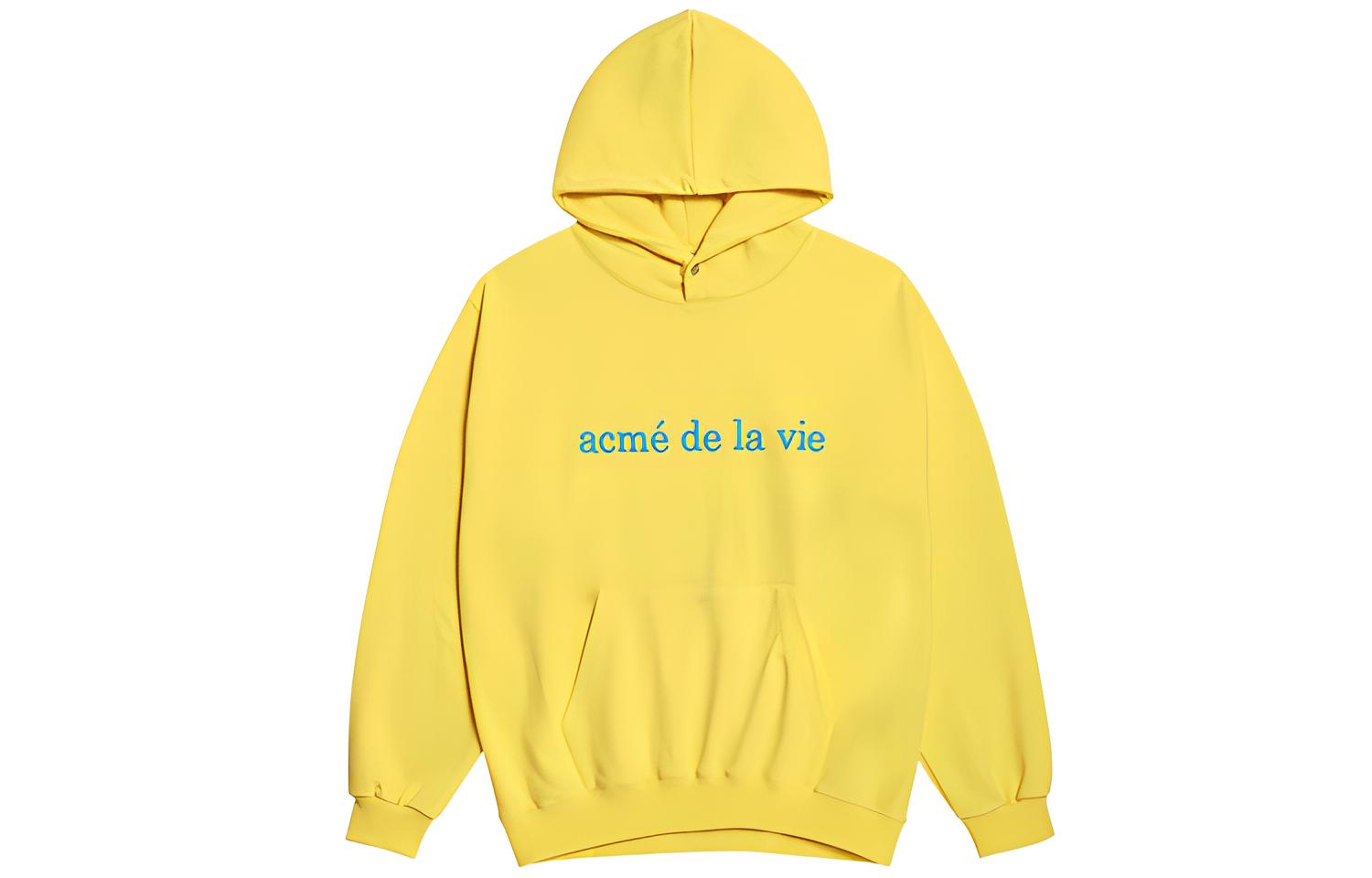 acmé de la vie/ADLV Embroidered Logo Yellow Hoodie Unisex - Gift Recommendation ADLV-19FW-HDLGEB-YELLOW