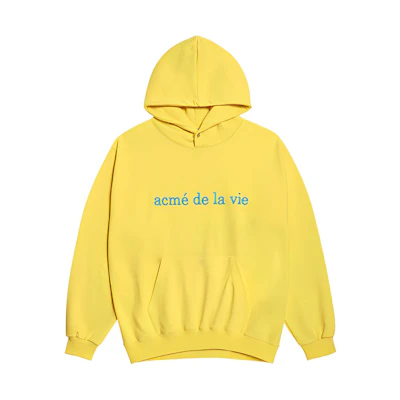 acmé de la vie/ADLV Embroidered Logo Yellow Hoodie Unisex - Gift Recommendation ADLV-19FW-HDLGEB-YELLOW